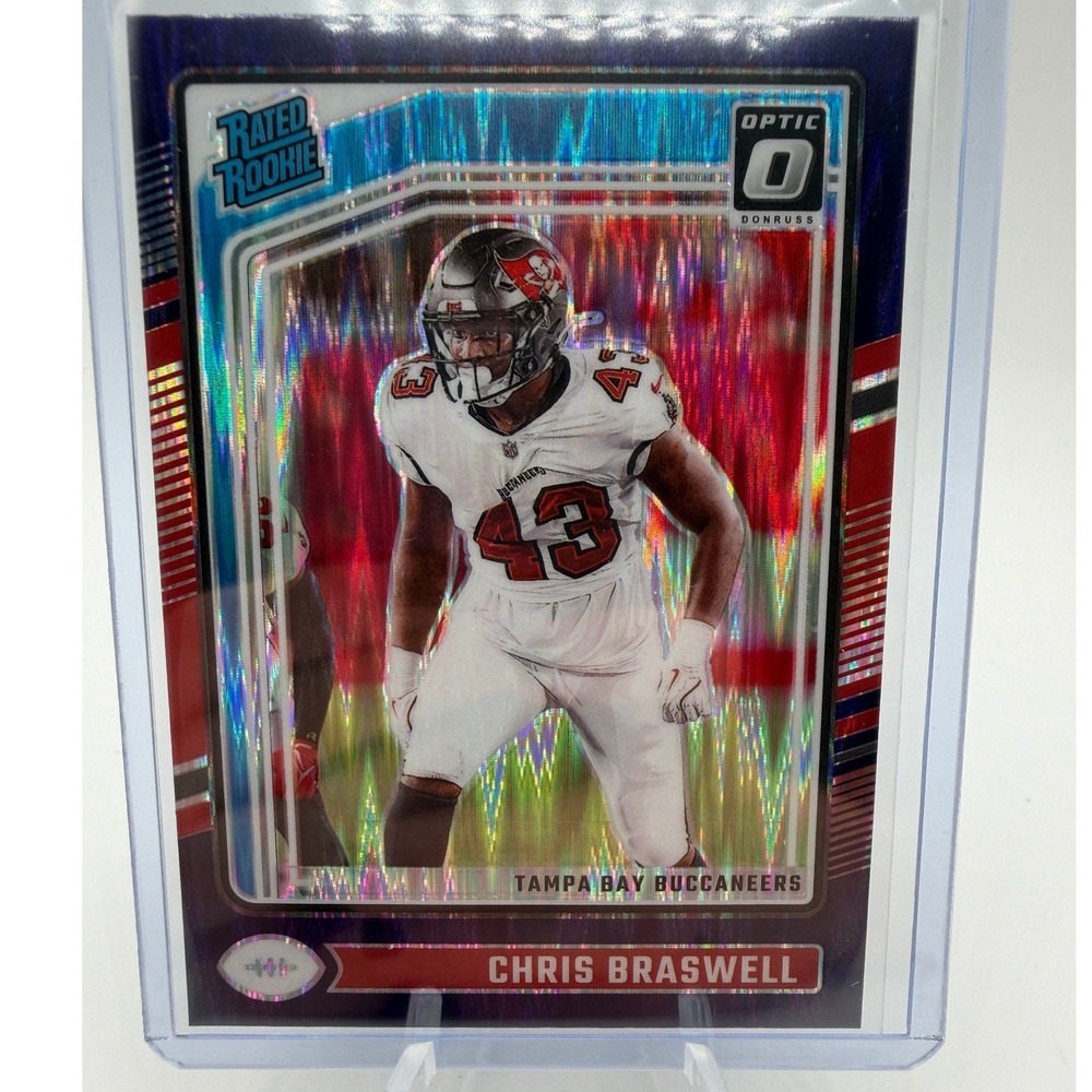 Chris Braswell Rated Rookie Purple Shock Prizm 2024 Donruss Optic 220 NFL Bucs